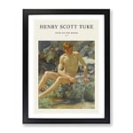 Nude Man On The Rocks By Henry Scott Tuke Exhibition Museum Painting Framed Wall Art Print, Ready to Hang Picture for Living Room Bedroom Home Office Décor, Black A2 (64 x 46 cm)