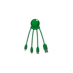 Xoopar Octopus - Câble Multi USB 4 en 1 en Forme de Pieuvre - Chargeur Universel en Plastique Recyclé - Prise USB-C, Lightning, USB-A, Micro USB pour Smartphone - Vert