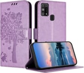 Coque Pour Samsung Galaxy M31s, Coque Portefeuille Housse Cuir Avec Porte Cartes Et Bequille Fermeture Magnetique Etui Pour Samsung M31s - Violet Clair