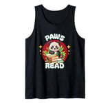 Paws Read Panda Reading Books For Back To School Girls 6-8 Tank Top