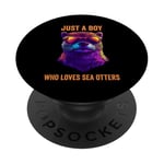 Just A Boy Who Loves Sea Otters Funny Otter Sunglasses PopSockets Adhesive PopGrip