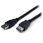 StarTech 6 ft Black SuperSpeed USB 3.0 Extension Cable A to A - M/F - USB-forlengelseskabel - USB-type A (hann) til USB-type A (hunn) - USB 3.0 - 1.8