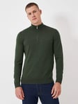 Crew Clothing Merino Half Zip Knit Jumper, Dark Green