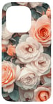 Coque pour iPhone 15 Pro Rose en fleurs complexes - Motif floral pastel