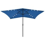 Parasol Avec Led Et Mât En Acier 2 X 3 M Bleu Azuré Helloshop26 02_0008067