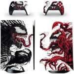 PLAYSTATION 5 vit venom ps5 klistermärke hud DEKAL och kontroller klistermärken set, reptålig (DIGITAL)