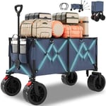 Homall 260L Chariot de Jardin Pliable avec Frein, Capacité de Charge 150KG, XXXL Chariot de Plage pour Le Jardin Extérieur, la Plage, Le Pique-Nique et Les Achats, avec Poignée Réglable