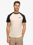 Superdry Essential Logo Baseball T-Shirt, White Sand/Black