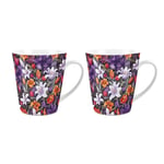 Lily Flowers Small Latte Mugs - Purple & Orange Ceramic Cup Gift - Set of 2