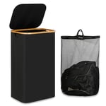 110L Laundry Hamper with Handle and Lid, Basket Organizer with3849