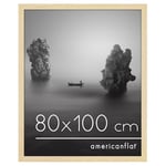 Americanflat Cadre Photo 80x100 cm en Chêne Naturel - Bois D'ingénierie avec Verre Résistant aux Chocs et Matériel de Suspension - Formats Horizontaux et Verticaux pour Mur