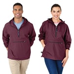 Charles River Apparel Unisex Pack-n-Go Windbreaker Pullover Wind Jacket, maroon, L