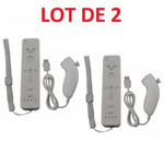 2 X Télécommande Wiimote + Nunchuck pour Nintendo Wii et Wii U - Blanc - Straße Game ®