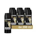 Lynx Gold Bodyspray 48 hours of odour-busting zinc tech deodorant to finish your style 6x 200 ml