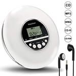 Personal CD Player, WayGoal Protable CD Player with Headphones Mini Compact Discman Walkman Support Last Memory Anti-Skip Protection, LCD Display, for Audio Books, Car, Gifts for Kids Children & Adult (White)