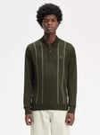 Fred Perry Stripe Long Sleeve Polo Shirt, Hunting Green