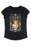 Disney Beauty & The Beast - Belle Veau Women's Rolled-sleeve Black M