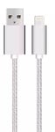 USB kabel med Lightning kontakt til iPhone & iPad Sølv/nylon, 1m