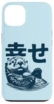 Coque pour iPhone 13 Kanji 'Bonheur' Loutre de Mer avec son Caillou préféré