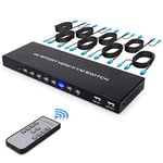 Switch KVM HDMI 8 Ports, Commutateur KVM HDMI Prend en Charge 4K @ 30Hz, avec Télécommande IR et 4 Hub USB2.0, pour Partager Clavier, Souris et Imprimante