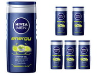 Nivea Shower Gel Body , Face & Hair Gel Energy 3 In 1 Gel 250ml x 6