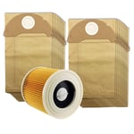 Karcher Wet & Dry A2054ME A2064PT Vacuum Cleaner Filter & Pack of 20 Dust Bags