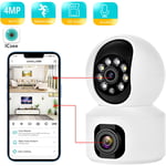 Camera de Surveillance WiFi 4MP, double moniteur audio pour bebe WiFi a deux ecrans, couleur Night Vision Home Mini Ptz Security Ai ip camera Human