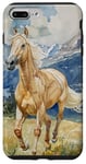 Coque pour iPhone 7 Plus/8 Plus Aquarelle Running Palamino Horse in Meadow