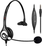 Arama 3.5mm Phone Headset with Microphone Noise Cancelling & Call Controls, Mono PC Headphone for iPhone Samsung Laptop Teams Skype Chat Call Center Office Business, Clear Chat, Ultra Comfort