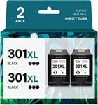 Lot de 2 cartouches d'encre de rechange pour HP 301 pour HP Envy 4500 5530 4502 4507 OfficeJet 2620 4630 4632 DeskJet 2540 1000 1010 1050 1050A Noir(Q1233)