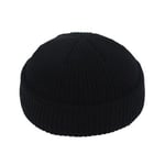 (musta)Uusi Muoti Miesten Pipo Talvi Neule Hattu Poika Pääkallohattu Merimies Cap Cuf Retro Navy Lyhyt Hattu Yksivärinen Unisex Syksyn lämmin lippalakki