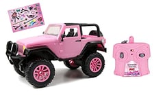 Dickie Toys RC Girlmazing Jeep Wrangler - Voiture télécommandée Voiture Jouet avec télécommande 2 canaux 2,4 GHz Turbo avec Autocollant à partir de 6 Ans Rose métallique Brillant