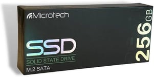 SSD 256 Go, Interface SATA, Forme m.2 2280, MLC Multilevel Cell, Débit d'écriture de données 400 Mo/s, Débit de Lecture de données 530 Mo/s, Débit de Transfert de données 6 Gbit/s