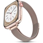 Milanese öglerem för Apple Watch Band 40 mm 44 mm 41 mm 45 mm 38 mm 42 mm 49 mm 45 mm smalt armband Iwatch Series 3 4 6 Se 7 8 Ultra 38mm 40mm 41mm slim rose gold