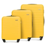 WITTCHEN Valise de Voyage Set de 3 valises Valise à roulettes Bagages à Main Set de valises de Voyage en ABS avec 4 roulettes pivotantes Serrure à Combinaison Poignée télescopique Groove Line Jaune