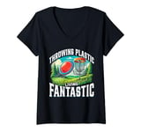 Womens Frisbee Disc Golf Throwing Plastic Living Fantastic V-Neck T-Shirt