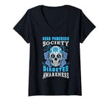 Womens Skeleton Skull Diabetes Awareness Dead Pancreas Society V-Neck T-Shirt