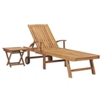 Chaise longue en bois de teck - Transat pour jardin et terrasse - Couleur principale: Noir