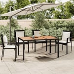 Maisonchic - Table de jardin Table d'extérieur Table d'appoint plateau en bois Noir Résine tressée bois massif 21322