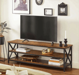 Country TV Stand Industrial Rustic Media Storage Cabinet Slim Large Home Console