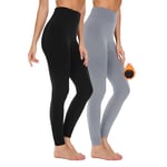 SIMIYA Womens Thermal Leggings, High Waisted Long Johns for Ladies, Winter Thermal Bottoms Pants for Walking Skiing and Daily Wear (Black+Grey, S/M)