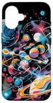 Coque pour iPhone 16 Planètes cosmiques colorées galaxie espace art univers amoureux