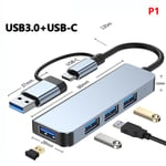 USB C-dockningsstation USB C Hub-adapter för flera bildskärmar med 4 TU 4 i 1