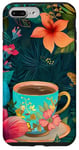 Coque pour iPhone 7 Plus/8 Plus White Pop Art Tropical Magic Book Floral Coffee Books