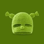 (-lapsi 2)Vihreä Balaclava Korvilla Hattu Monster Shrek Neulotut hatut miehille Naiset Talvi Käsintehty Villa Lämpimänä Pipo Party Skullies Lippalakit