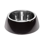 Ferplast Gamelle pour Chien Gamelle pour Chat Jolie - Gamelles pour Chien en Acier Inoxydable pour l'eau et la Nourriture avec Support en Plastique, antidérapant, Moyen (0,9 L), Noir