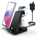 seacosmo 3 in 1 Wireless Charger for Samsung Galaxy Watch 5 Pro/4/3/2/1, Charging Station for Samsung Note/S/Z Series, Charging Dock for Galaxy Buds(Not for iWatch) Black