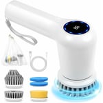 Yozhiqu - Brosse de nettoyage électrique sans fil avec 5 têtes de brosse remplaçables, brosse de nettoyage électrique pour baignoire, sol, mur,