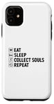 Coque pour iPhone 11 Eat Sleep Collect Souls répète Grim Reaper Halloween