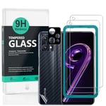 Ibywind Verre Trempé de Protection pour Realme 9 Pro 5G 6.6",[Paquet de 2] avec Métal Protecteur D'écran de Caméra,Protection arrière Effet Fibre de Carbone,avec Une kit d'installation Facile